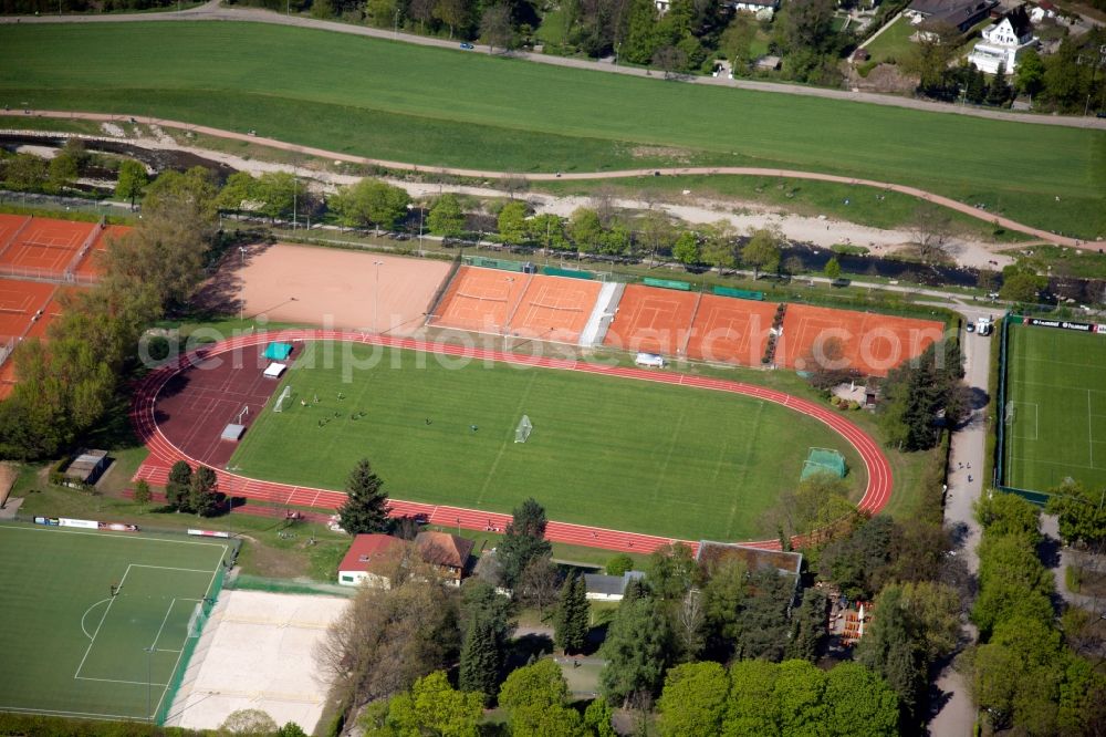 Freiburg im Breisgau from above - Ensemble of sports grounds of PTSV Jahn in Freiburg im Breisgau in the state Baden-Wuerttemberg