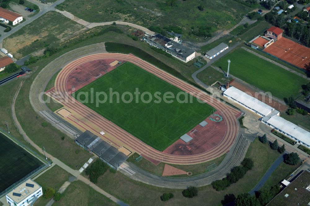 Aerial photograph Riesa - Ensemble of sports grounds in Riesa in the state Saxony