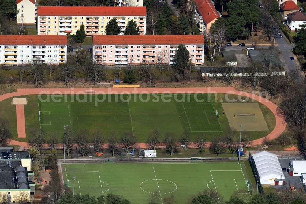 Aerial image Potsdam - Ensemble of sports grounds Rosenstrasse - Franz-Mehring-Strasse in the district Babelsberg in Potsdam in the state Brandenburg