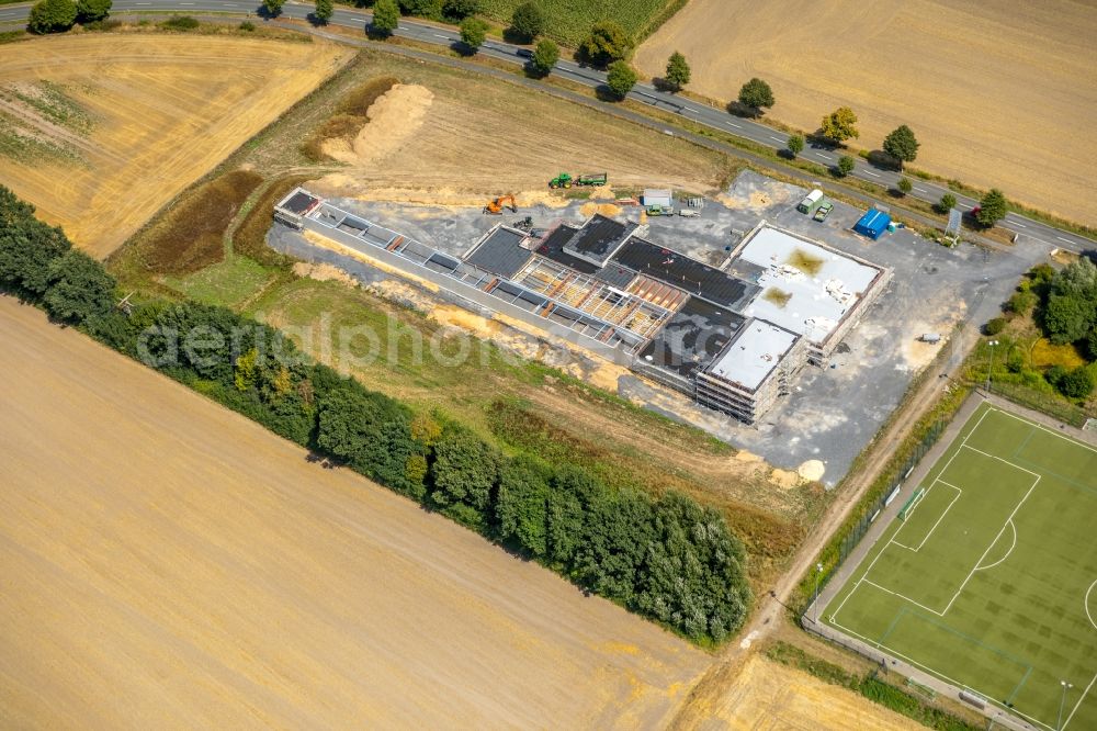 Bergkamen from above - Ensemble of sports grounds of Schiesszentrum Unna-Hamm GmbH Overberge on Hansastrasse in Bergkamen in the state North Rhine-Westphalia, Germany