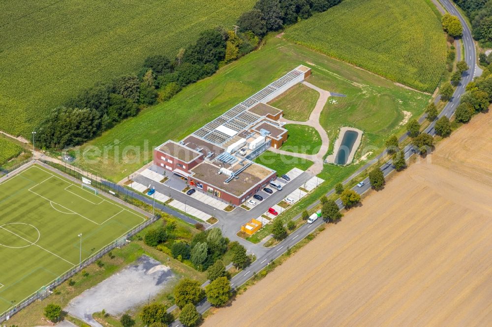 Bergkamen from above - Ensemble of sports grounds of Schiesszentrum Unna-Hamm GmbH Overberge on Hansastrasse in Bergkamen in the state North Rhine-Westphalia, Germany