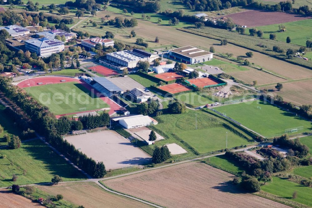 Aerial image Karlsbad - Ensemble of sports grounds of the schools in Karlsbad in the state Baden-Wuerttemberg