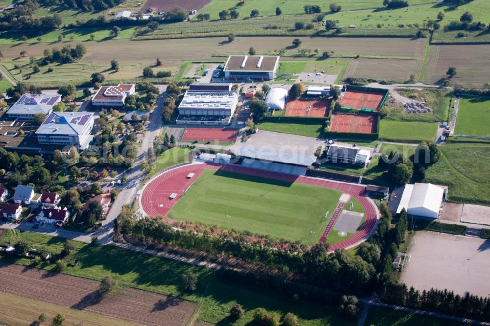 Aerial photograph Karlsbad - Ensemble of sports grounds of the schools in Karlsbad in the state Baden-Wuerttemberg