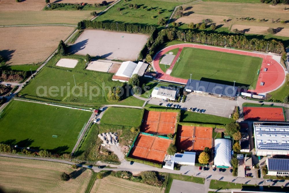 Karlsbad from above - Ensemble of sports grounds of the schools in Karlsbad in the state Baden-Wuerttemberg