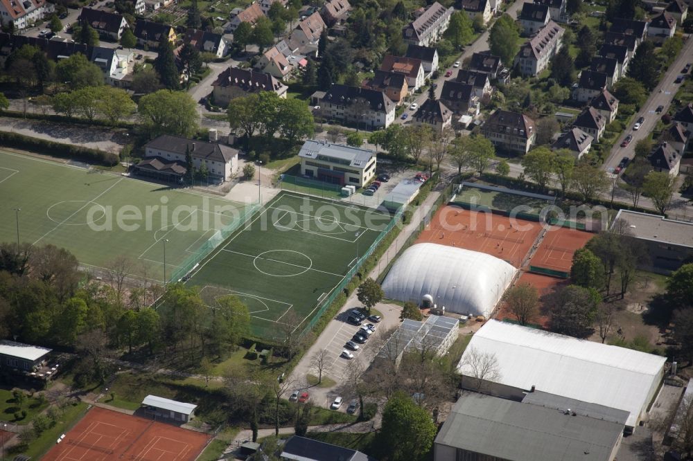 Freiburg im Breisgau from above - Ensemble of sports grounds on Schwarzwaldstrasse in Freiburg im Breisgau in the state Baden-Wuerttemberg