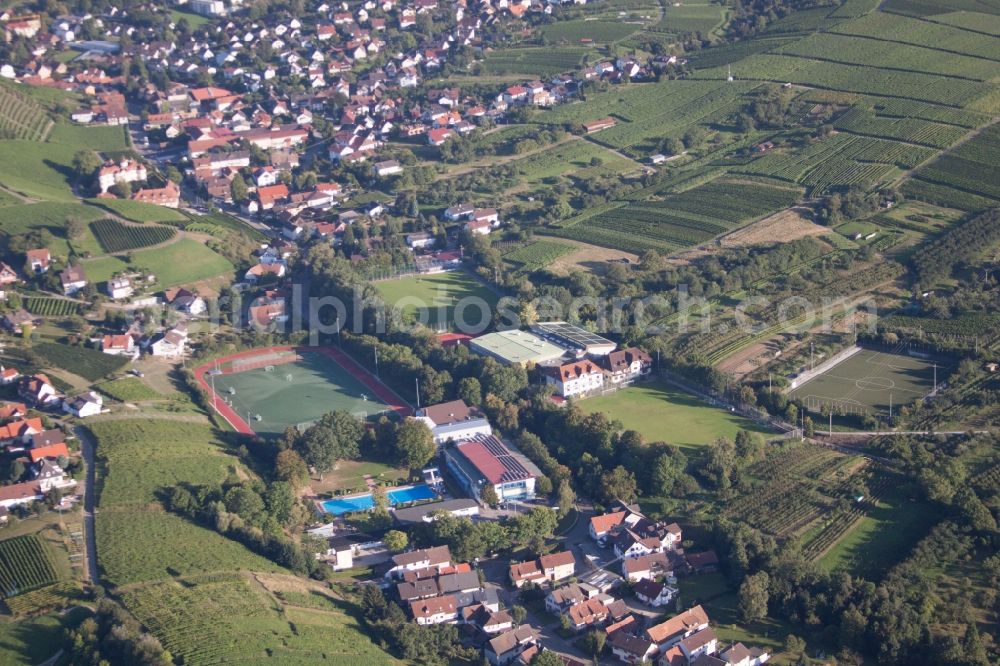 Baden-Baden from the bird's eye view: Ensemble of sports grounds of Suedbadischen Sportschule in the district Steinbach in Baden-Baden in the state Baden-Wuerttemberg, Germany