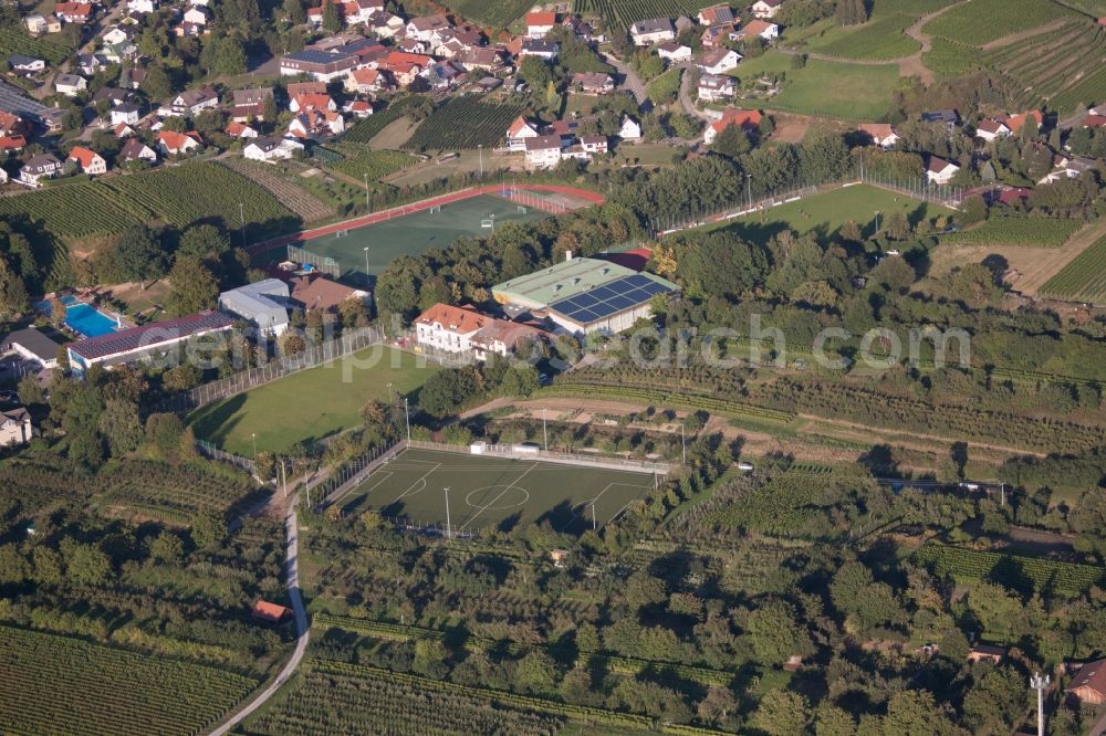 Aerial image Baden-Baden - Ensemble of sports grounds of Suedbadischen Sportschule in the district Steinbach in Baden-Baden in the state Baden-Wuerttemberg, Germany