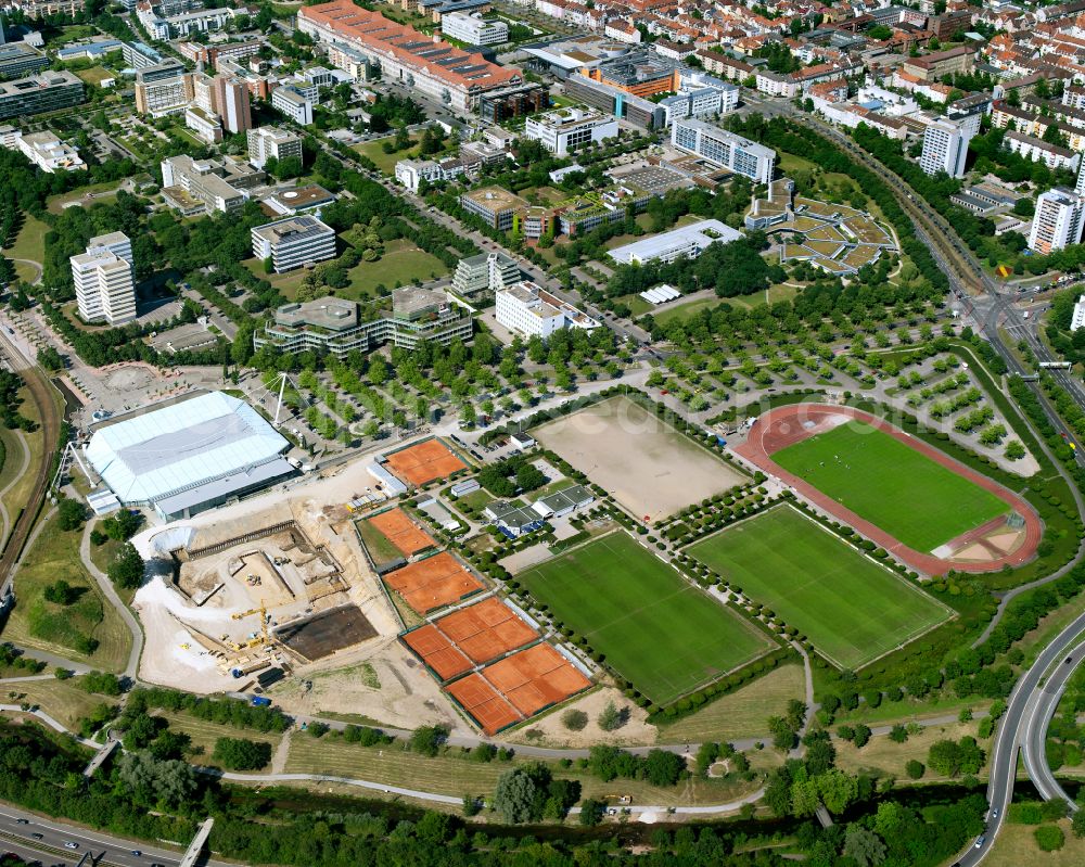 Aerial photograph Südweststadt - Ensemble of sports grounds in Südweststadt in the state Baden-Wuerttemberg, Germany