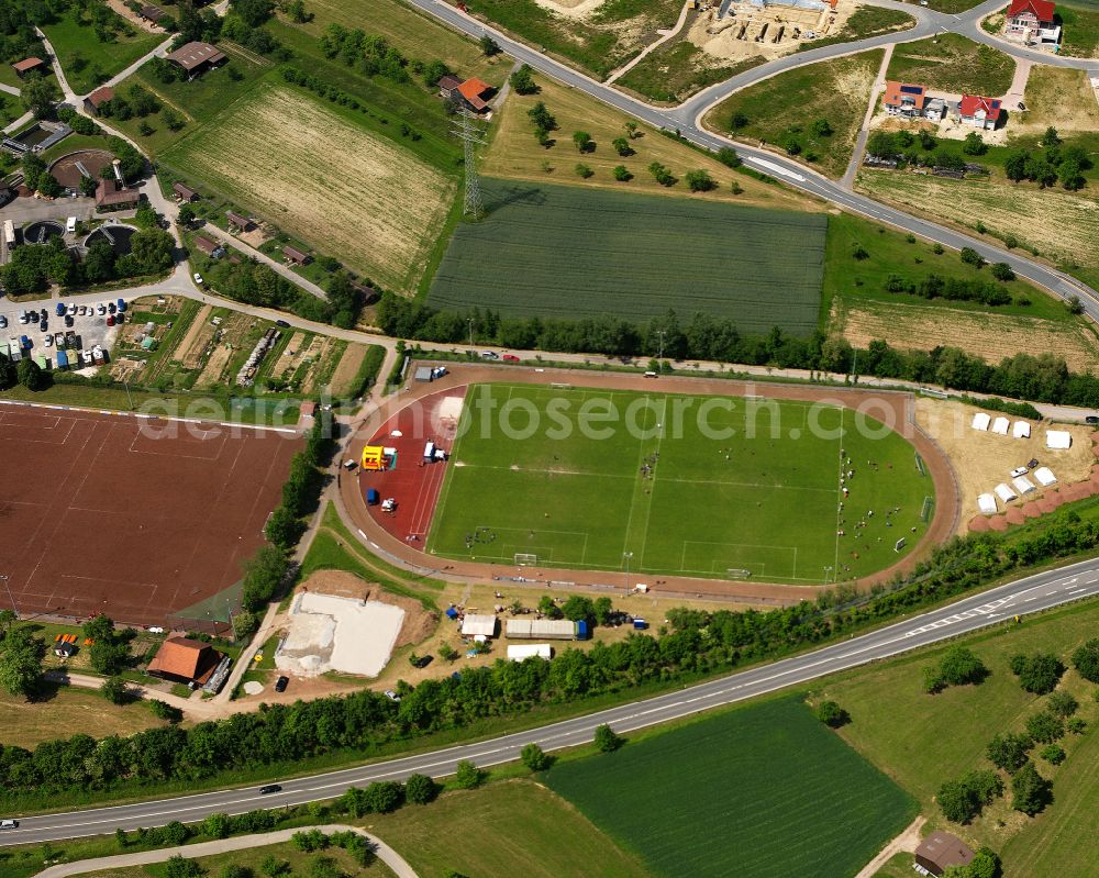 Aerial photograph Simmozheim - Ensemble of sports grounds in Simmozheim in the state Baden-Wuerttemberg, Germany