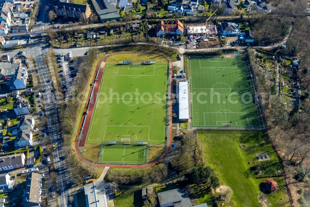 Aerial image Velbert - Ensemble of sports grounds of Sportclub Velbert eV on Von-Boettinger-Strasse in Velbert in the state North Rhine-Westphalia, Germany