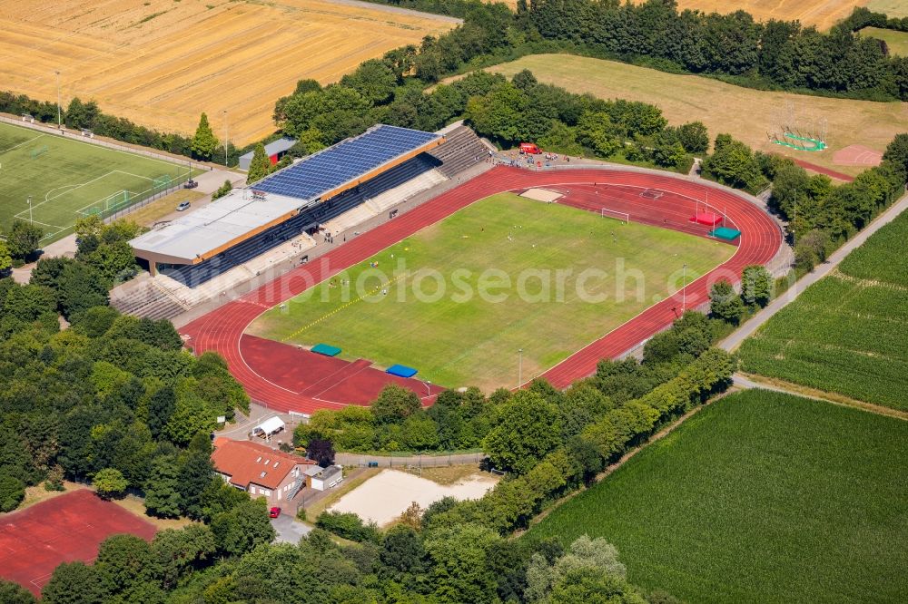 Ahlen from above - Ensemble of sports grounds Sportpark Nord of HLZ in Ahlen in the state North Rhine-Westphalia, Germany