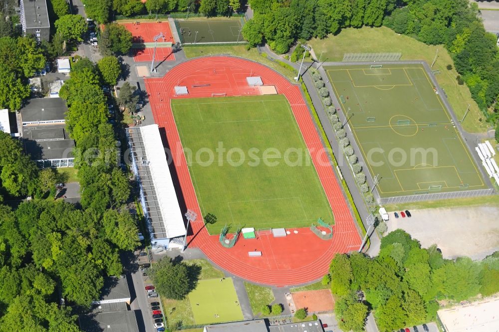 Aerial photograph Köln - Ensemble of sports grounds in the district Muengersdorf in Cologne in the state North Rhine-Westphalia, Germany