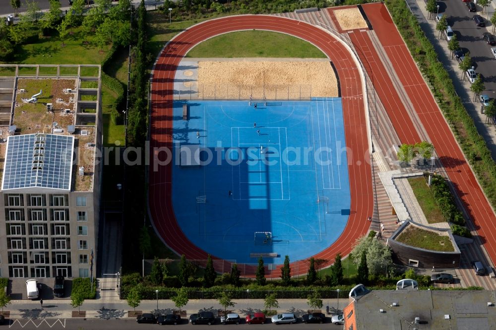 Berlin from the bird's eye view: Ensemble of sports grounds Sportverein IHW Alex 78 in Berlin in Germany