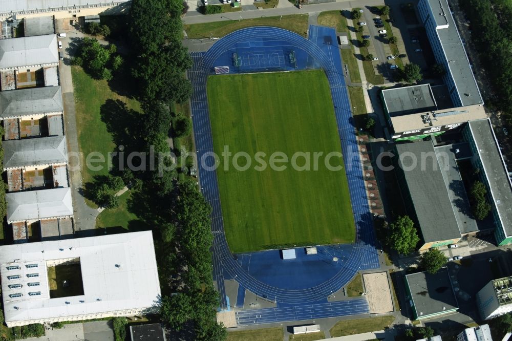 Aerial photograph Leipzig - Ensemble of sports grounds of Sportwissenschaftliche Fakultaet der Universitaet Leipzig in Leipzig in the state Saxony