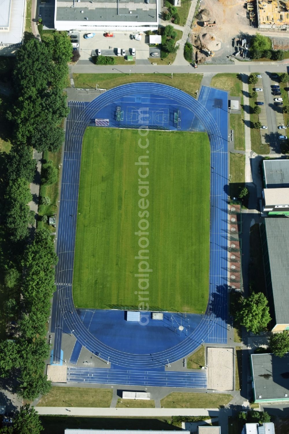 Aerial image Leipzig - Ensemble of sports grounds of Sportwissenschaftliche Fakultaet der Universitaet Leipzig in Leipzig in the state Saxony