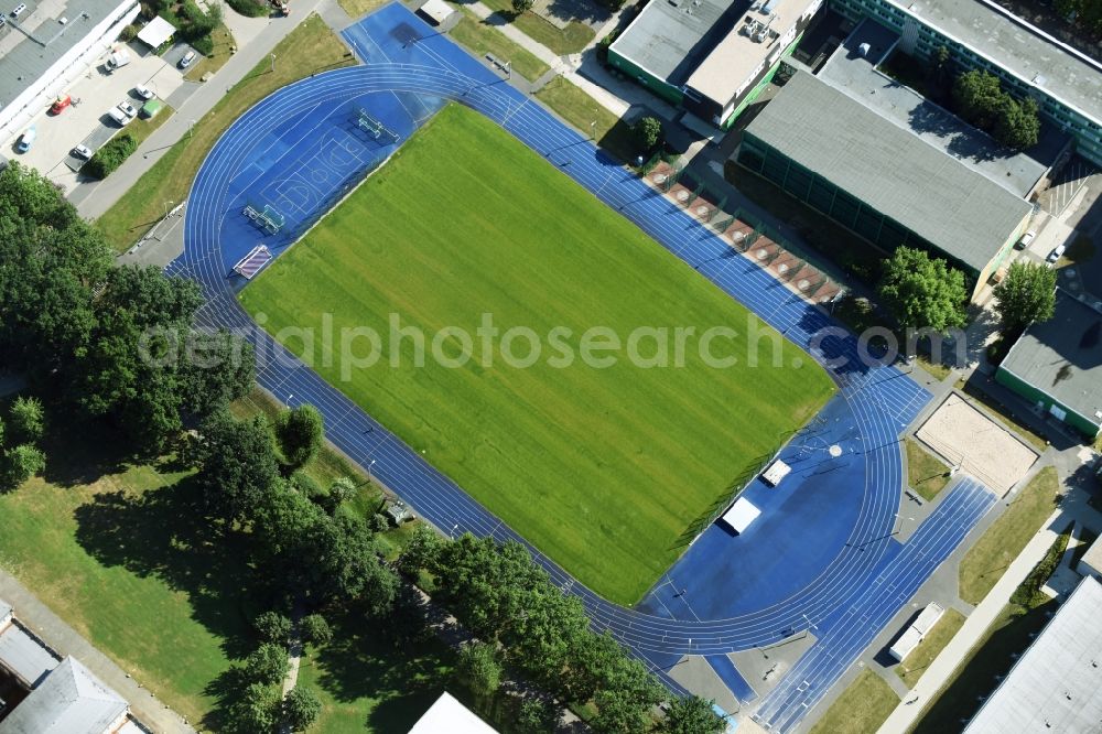 Aerial photograph Leipzig - Ensemble of sports grounds of Sportwissenschaftliche Fakultaet der Universitaet Leipzig in Leipzig in the state Saxony