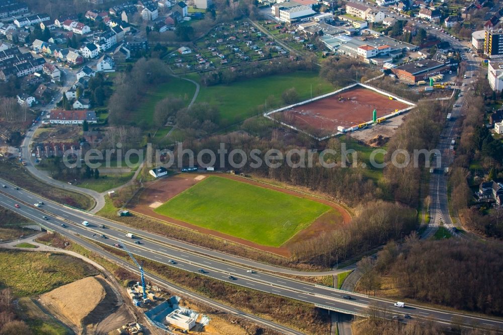 Aerial image Bochum - Ensemble of sports grounds Steinkuhlstrasse in Bochum in the state North Rhine-Westphalia