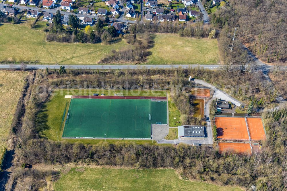 Aerial photograph Herdringen - Ensemble of sports grounds on Stockhausenweg in Herdringen at Sauerland in the state North Rhine-Westphalia, Germany