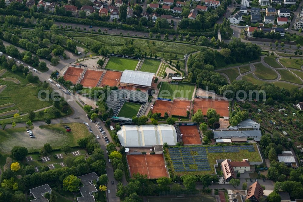 Stuttgart from above - Ensemble of sports grounds in Stuttgart in the state Baden-Wurttemberg, Germany