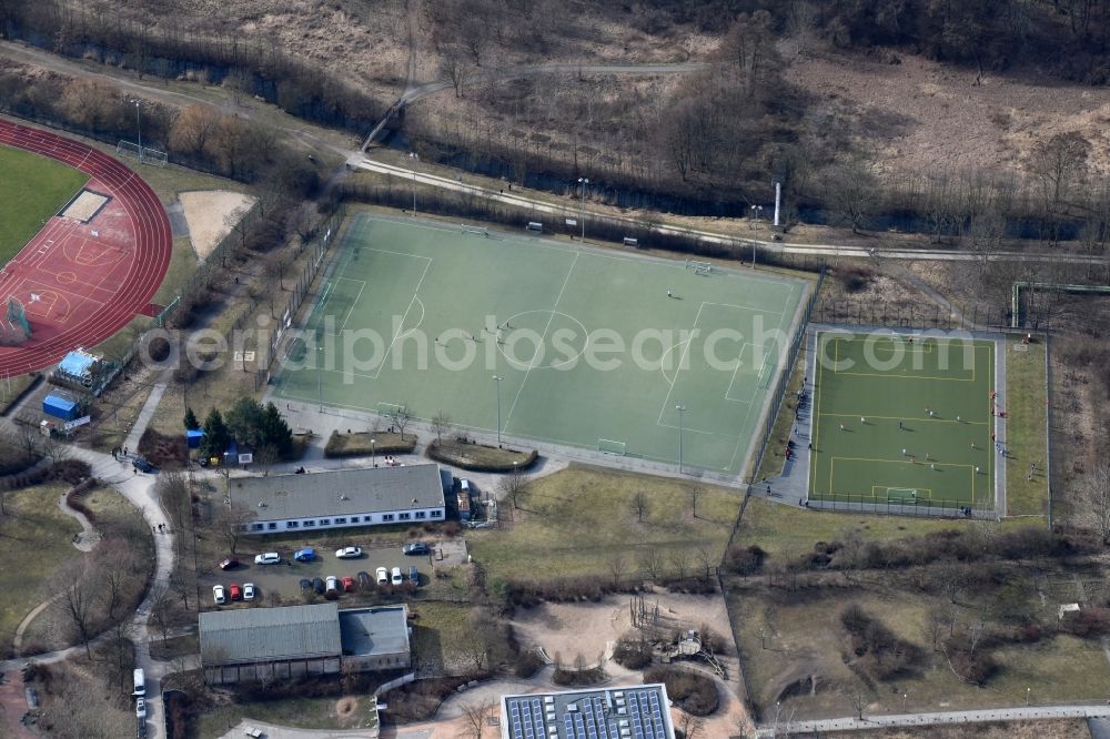 Berlin from above - Ensemble of sports grounds Teterower Ring in the district Kaulsdorf in Berlin