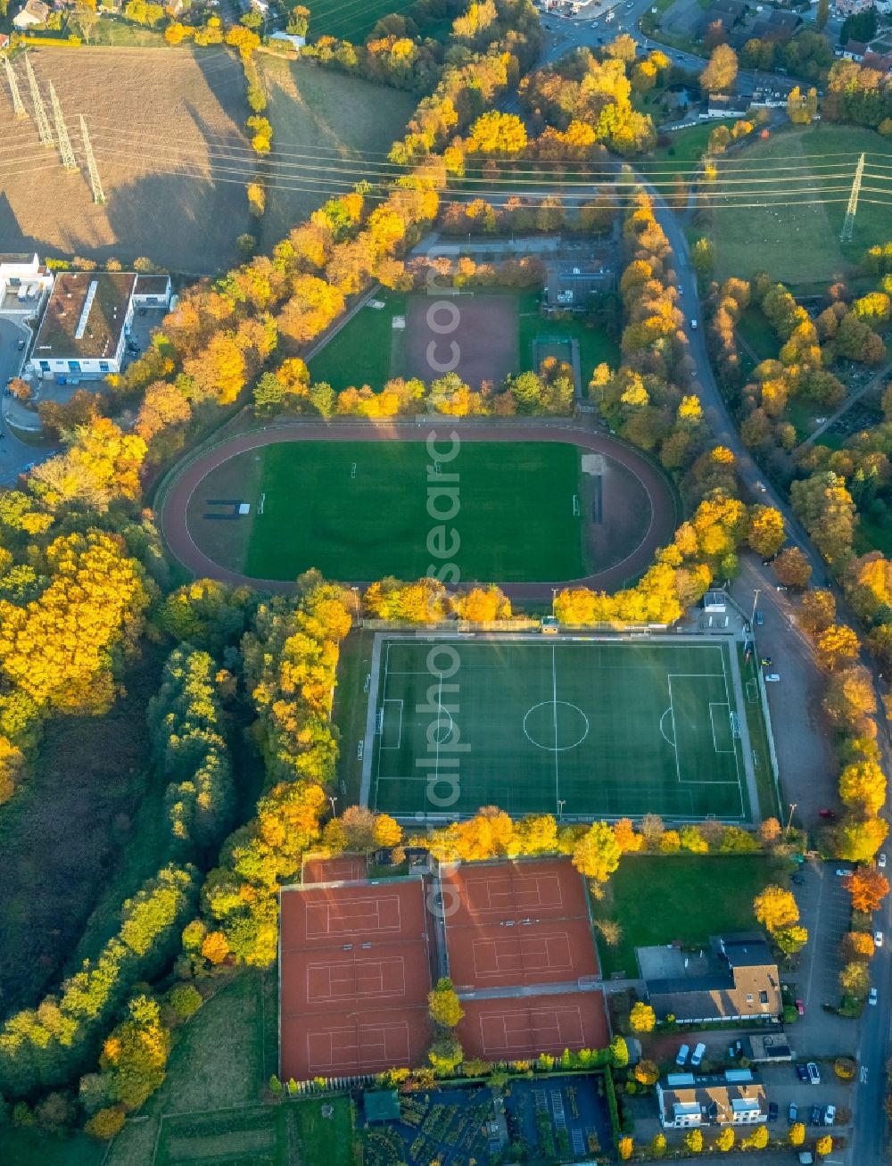 Herdecke from above - Ensemble of sports grounds of the Turn- u. Sportverein Ende e.V. in Herdecke in the state North Rhine-Westphalia