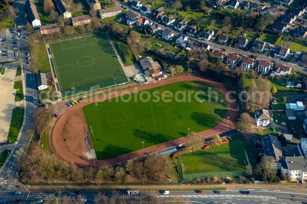 Aerial image Hattingen - Ensemble of sports grounds Turn- und Sportverein Hattingen 1863 e.V. Wildhagen in Hattingen in the state North Rhine-Westphalia