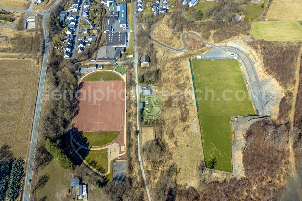 Aerial image Bestwig - Ensemble of sports grounds TURN- UND SPORTVEREIN Velmede-Bestwig 92/07 e.V. in Bestwig at Sauerland in the state North Rhine-Westphalia