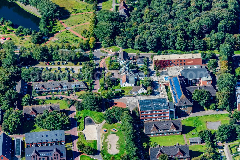 Norderney from above - Ensemble of sports grounds TuS Norderney e.V. on street An der Muehle in Norderney in the state Lower Saxony, Germany