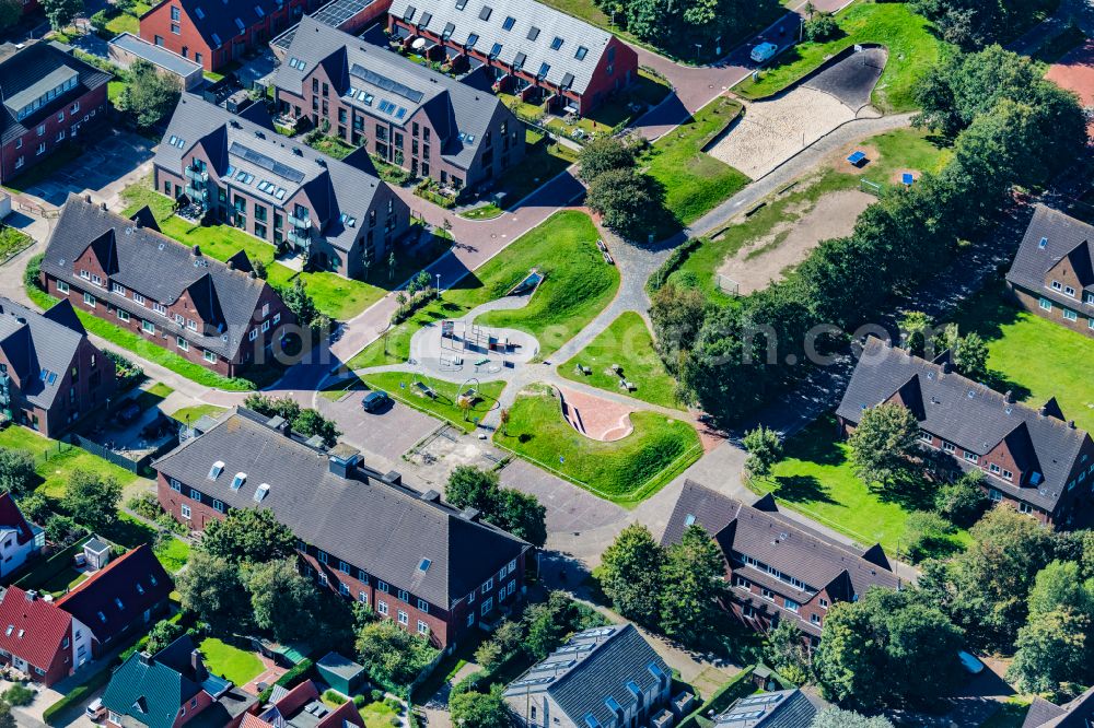 Norderney from above - Ensemble of sports grounds TuS Norderney e.V. on street An der Muehle in Norderney in the state Lower Saxony, Germany