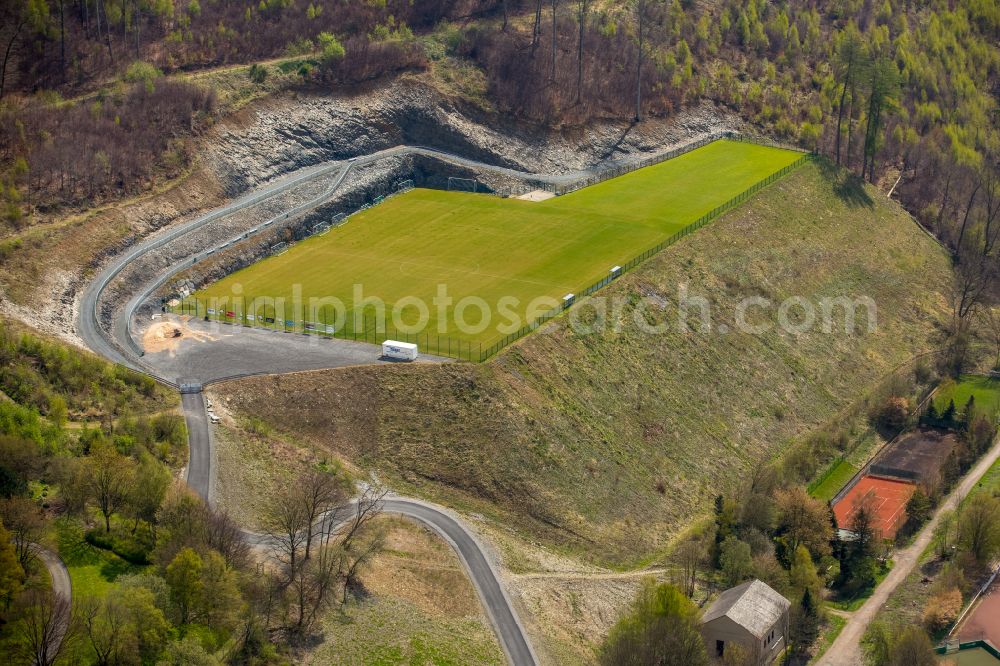 Aerial image Bestwig - Ensemble of sports grounds Tus Velmede- Bestwig in Bestwig at Sauerland in the state North Rhine-Westphalia