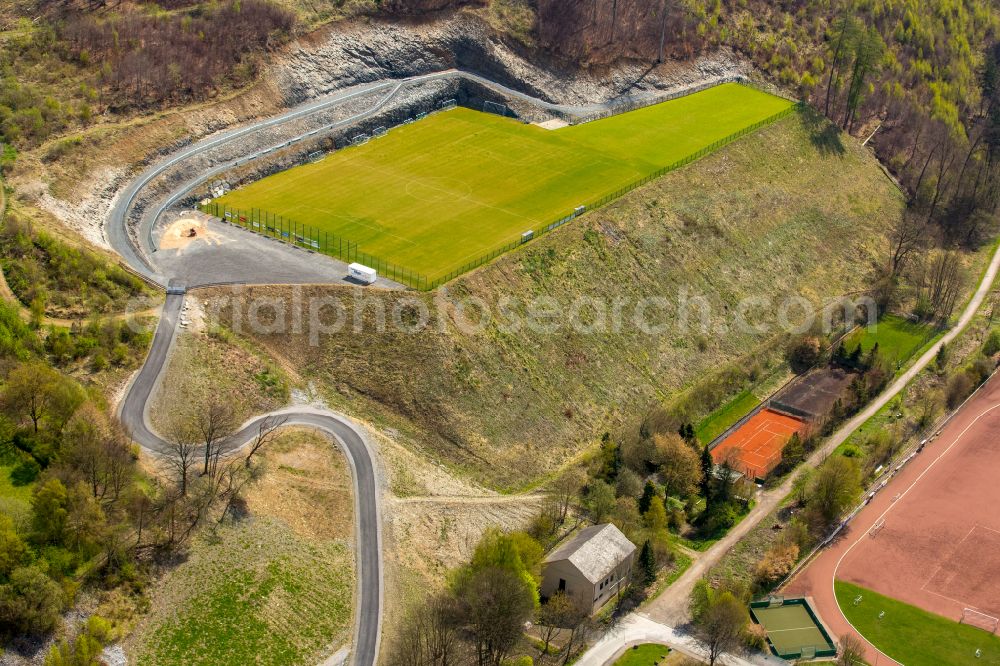 Aerial photograph Bestwig - Ensemble of sports grounds Tus Velmede- Bestwig in Bestwig at Sauerland in the state North Rhine-Westphalia