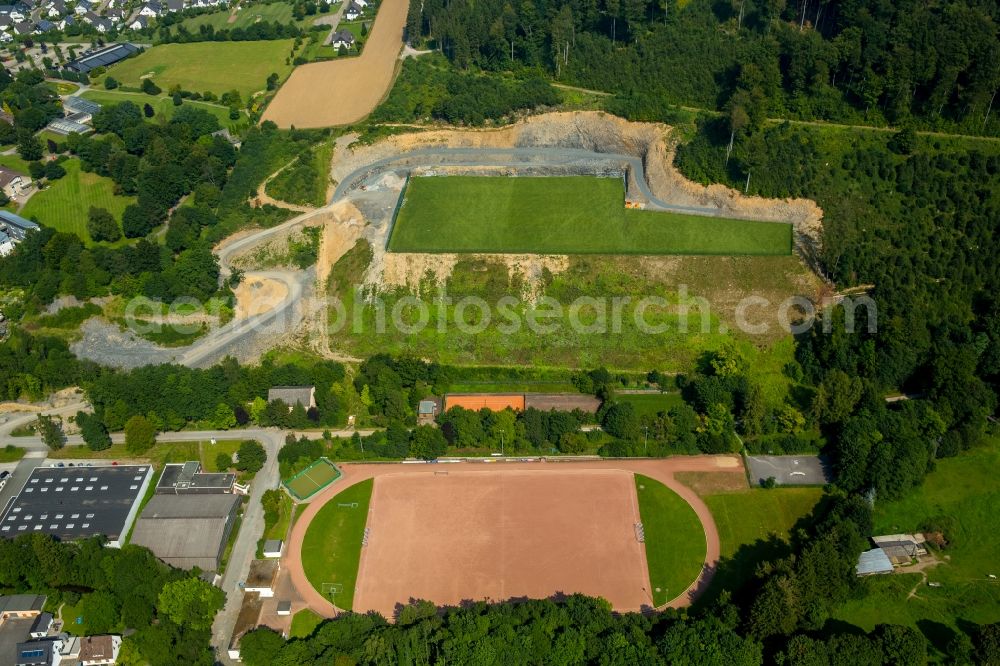 Bestwig from the bird's eye view: Ensemble of sports grounds of the Tus Velmede- Bestwig Sportheim in Bestwig in the state North Rhine-Westphalia