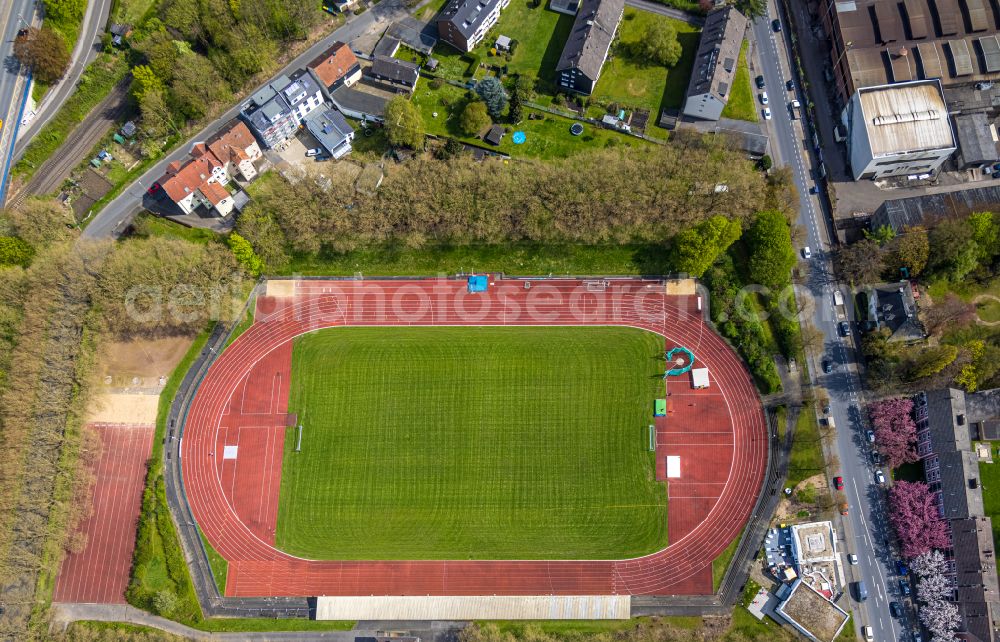 Aerial image Witten - Ensemble of sports grounds of VfB Annen 19 e.V. on Westfalenstrasse in Witten in the state North Rhine-Westphalia, Germany