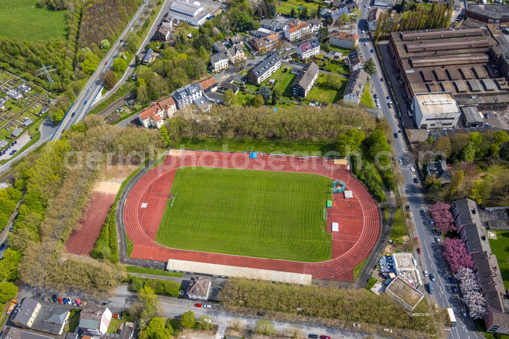 Aerial photograph Witten - Ensemble of sports grounds of VfB Annen 19 e.V. on Westfalenstrasse in Witten in the state North Rhine-Westphalia, Germany