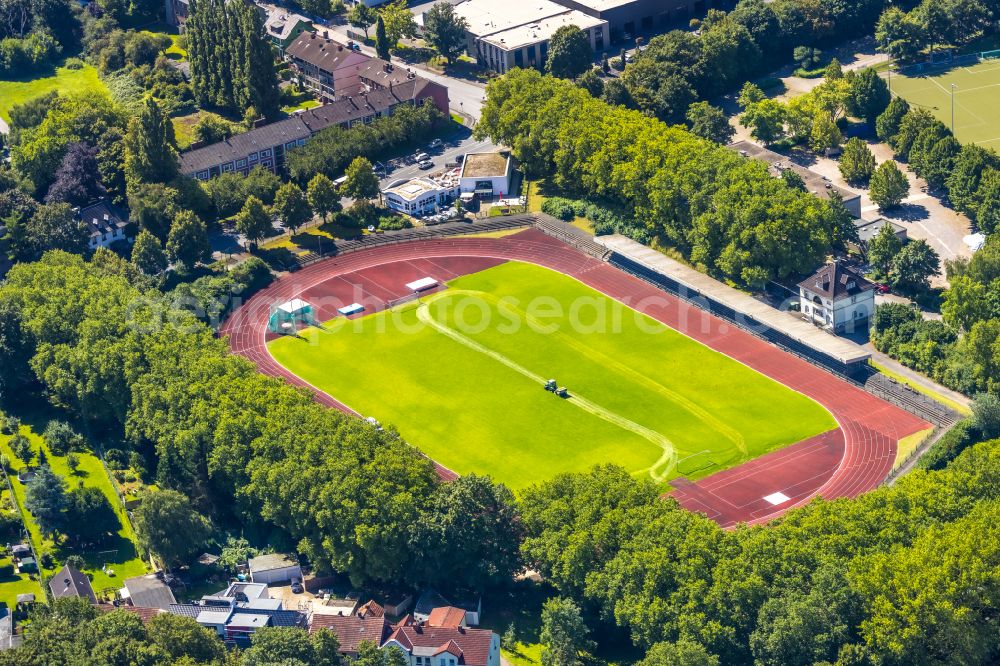 Witten from above - Ensemble of sports grounds of VfB Annen 19 e.V. on Westfalenstrasse in Witten in the state North Rhine-Westphalia, Germany