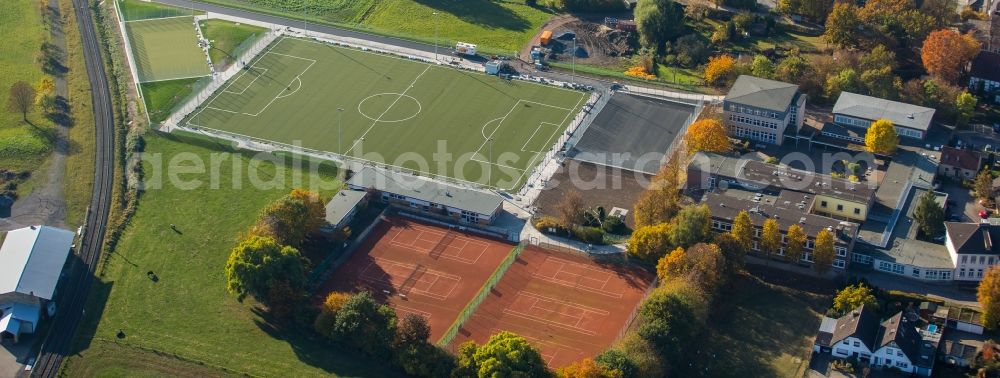 Aerial image Hamm - Ensemble of sports grounds of VfL Mark sports club an der school Mark in Hamm in the state North Rhine-Westphalia