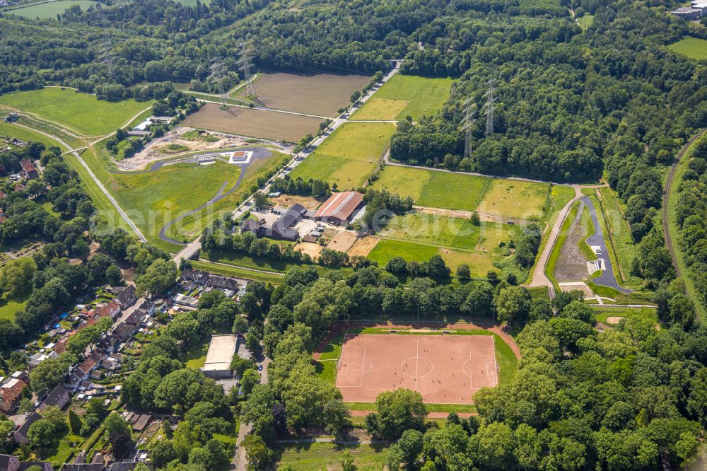 Aerial image Herne - Ensemble of sports grounds in the Volkspark Roehlinghausen on street Barbarastrasse in Herne at Ruhrgebiet in the state North Rhine-Westphalia, Germany