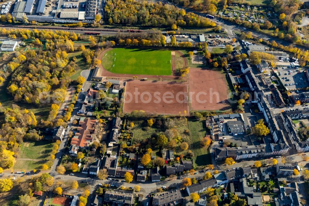 Aerial image Duisburg - Ensemble of sports grounds of SV Wanheim 1900 e.V. in Duisburg in the state North Rhine-Westphalia, Germany