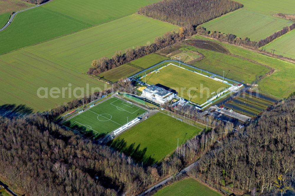 Rhynern from above - Ensemble of sports grounds Westfalia- Sportpark on street An der Lohschule in Rhynern at Ruhrgebiet in the state North Rhine-Westphalia, Germany