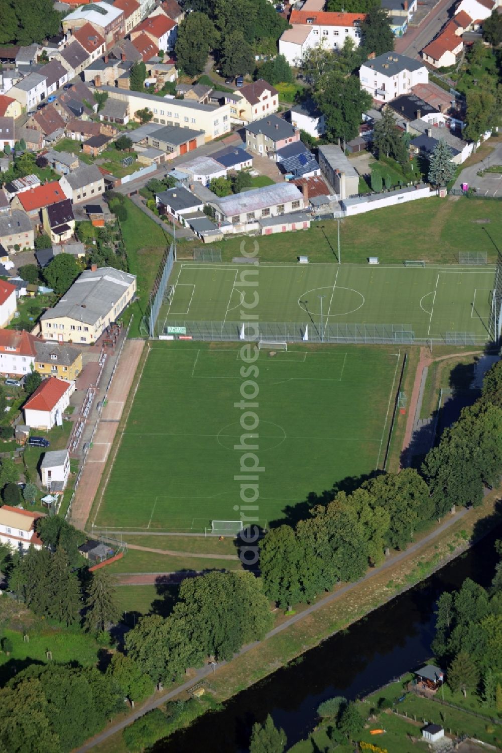 Zehdenick from the bird's eye view: Ensemble of sports grounds in Zehdenick in the state Brandenburg