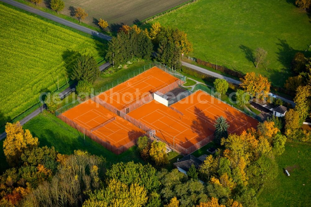 Aerial image Hamm - Ensemble of the tennis courts and sports grounds of Tennis Club Geithe in Hamm in the state of North Rhine-Westphalia