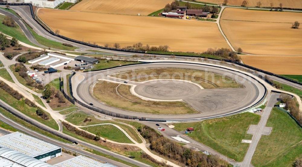 Aerial photograph Weissach - Development building and office complex of Porsche Entwicklungszentrum in Weissach in the state Baden-Wurttemberg, Germany