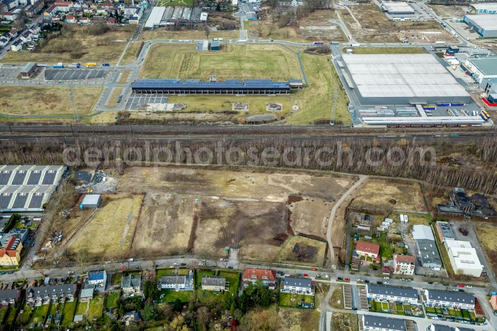 Aerial image Gelsenkirchen - Development area and building land fallow on Almastrasse in Gelsenkirchen in the state North Rhine-Westphalia, Germany