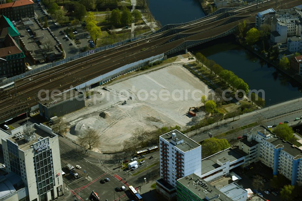 Berlin from above - Development area and building land fallow on street Klosterstrasse in the district Spandau in Berlin, Germany