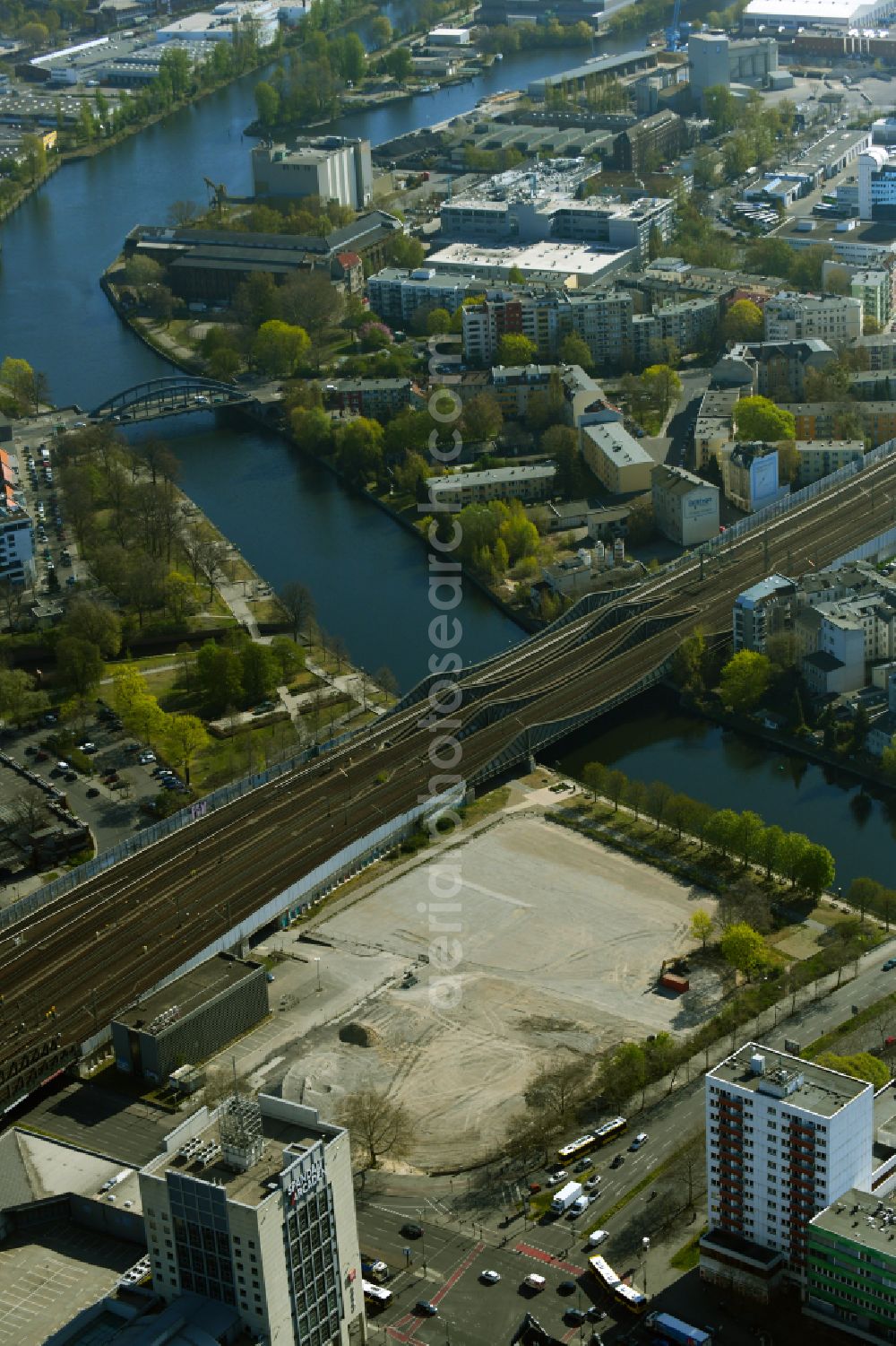 Berlin from the bird's eye view: Development area and building land fallow on street Klosterstrasse in the district Spandau in Berlin, Germany