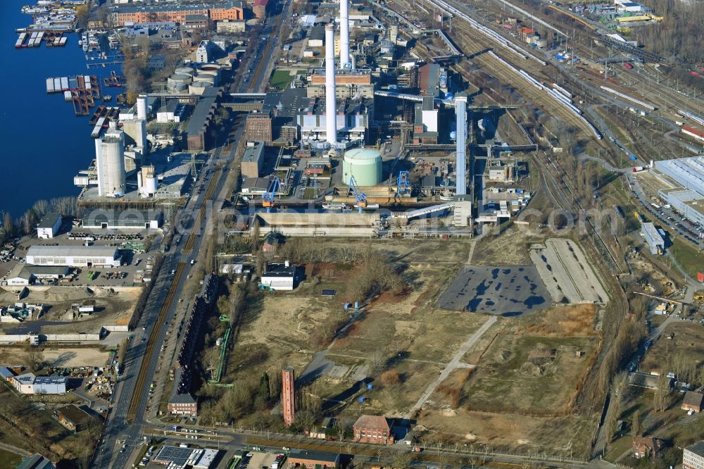 Berlin from above - Development area and building land fallow on Blockdonmweg in the district Rummelsburg in Berlin, Germany