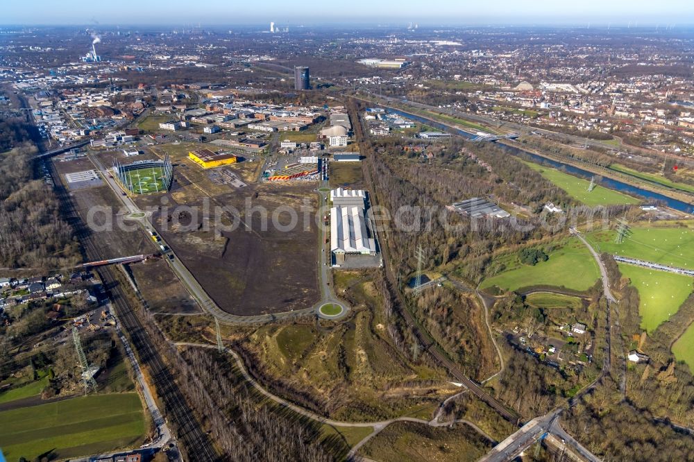 Oberhausen from the bird's eye view: Development area and building land fallow on Bronmenring in Oberhausen in the state North Rhine-Westphalia, Germany