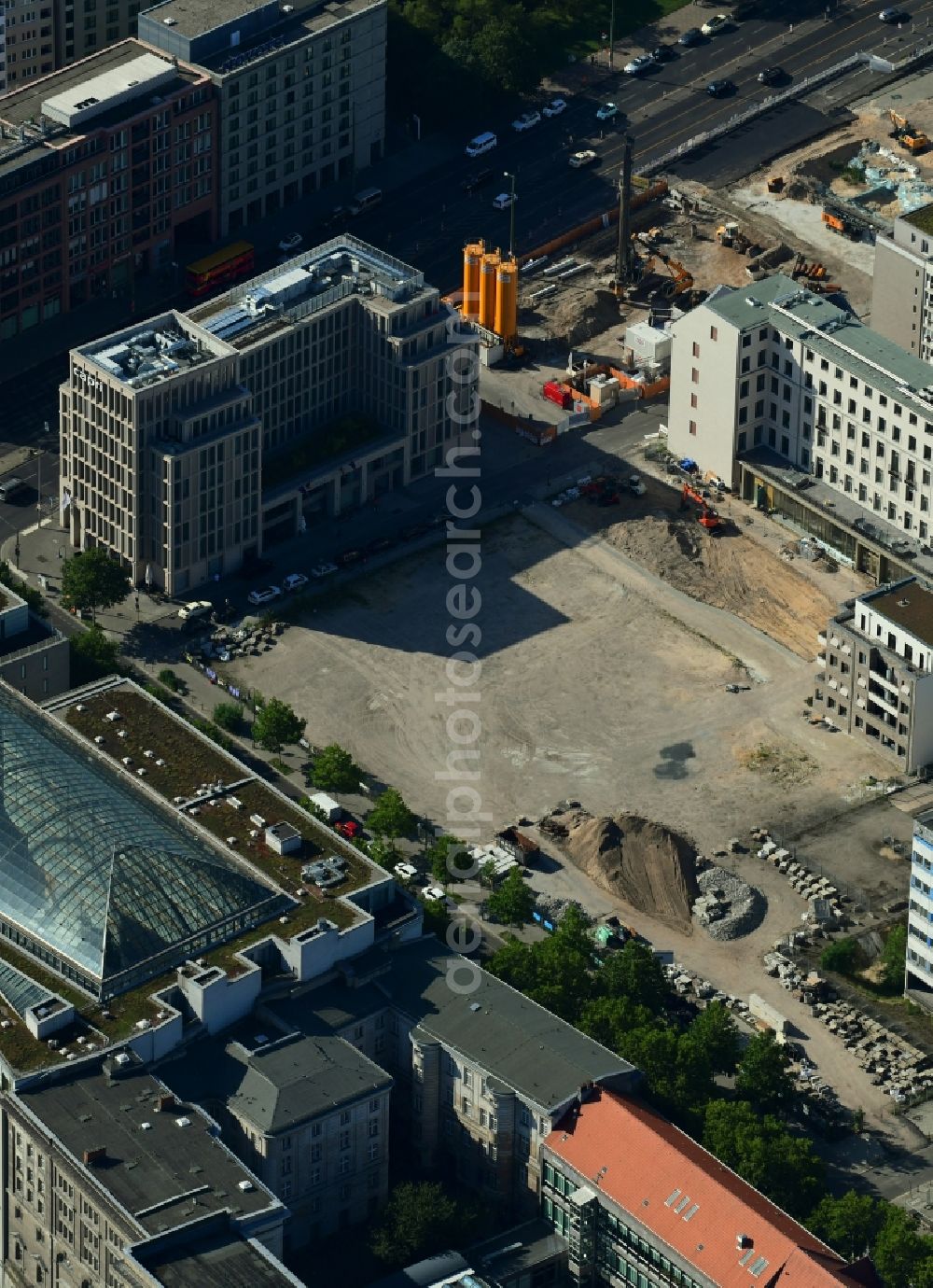 Berlin from above - Development area and building land fallow Breite Strasse corner Scharrenstrasse in the district Mitte in Berlin, Germany