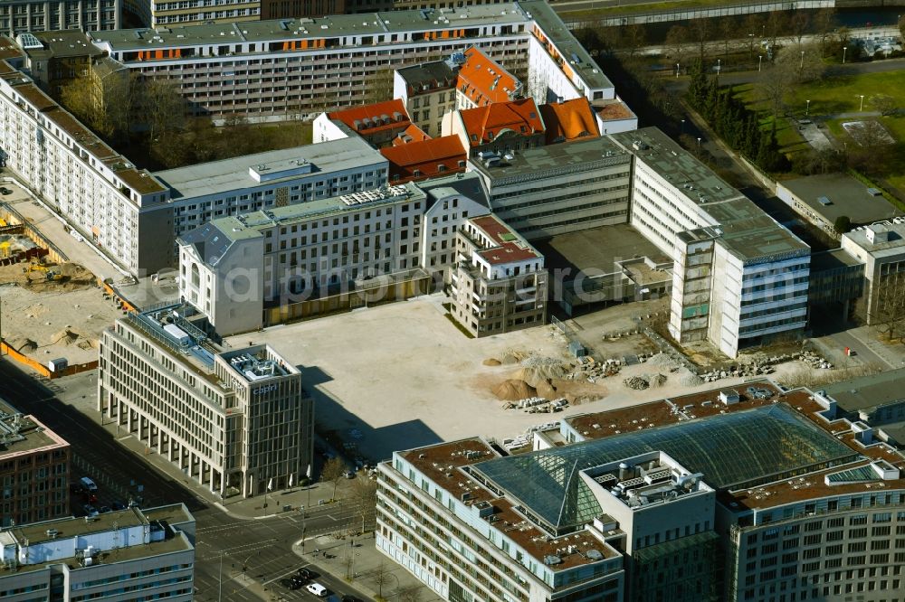 Aerial image Berlin - Development area and building land fallow Breite Strasse corner Scharrenstrasse in the district Mitte in Berlin, Germany