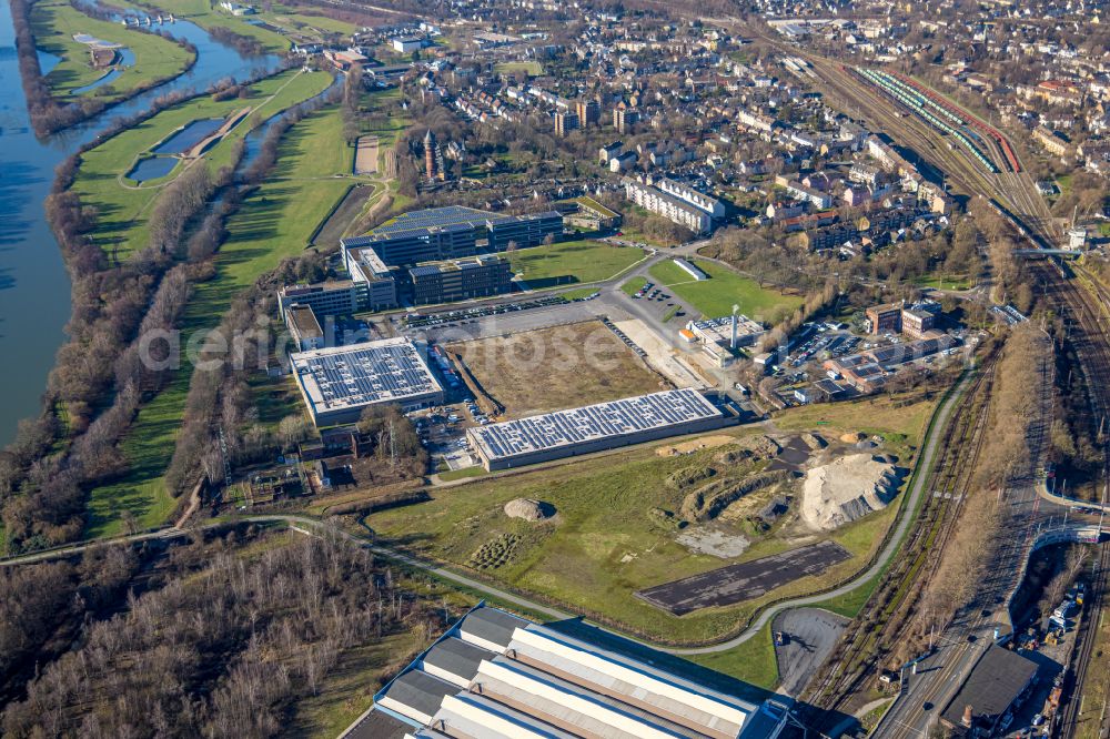 Mülheim an der Ruhr from above - Development area and building land fallow on the site ALDI Sued on Burgstrasse in Muelheim an der Ruhr in the Ruhr area in the state of North Rhine-Westphalia, Germany